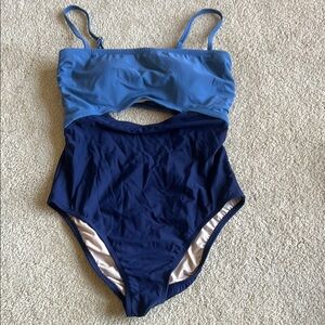 Kona Sol Blue and Navy One Piece Swimsuit